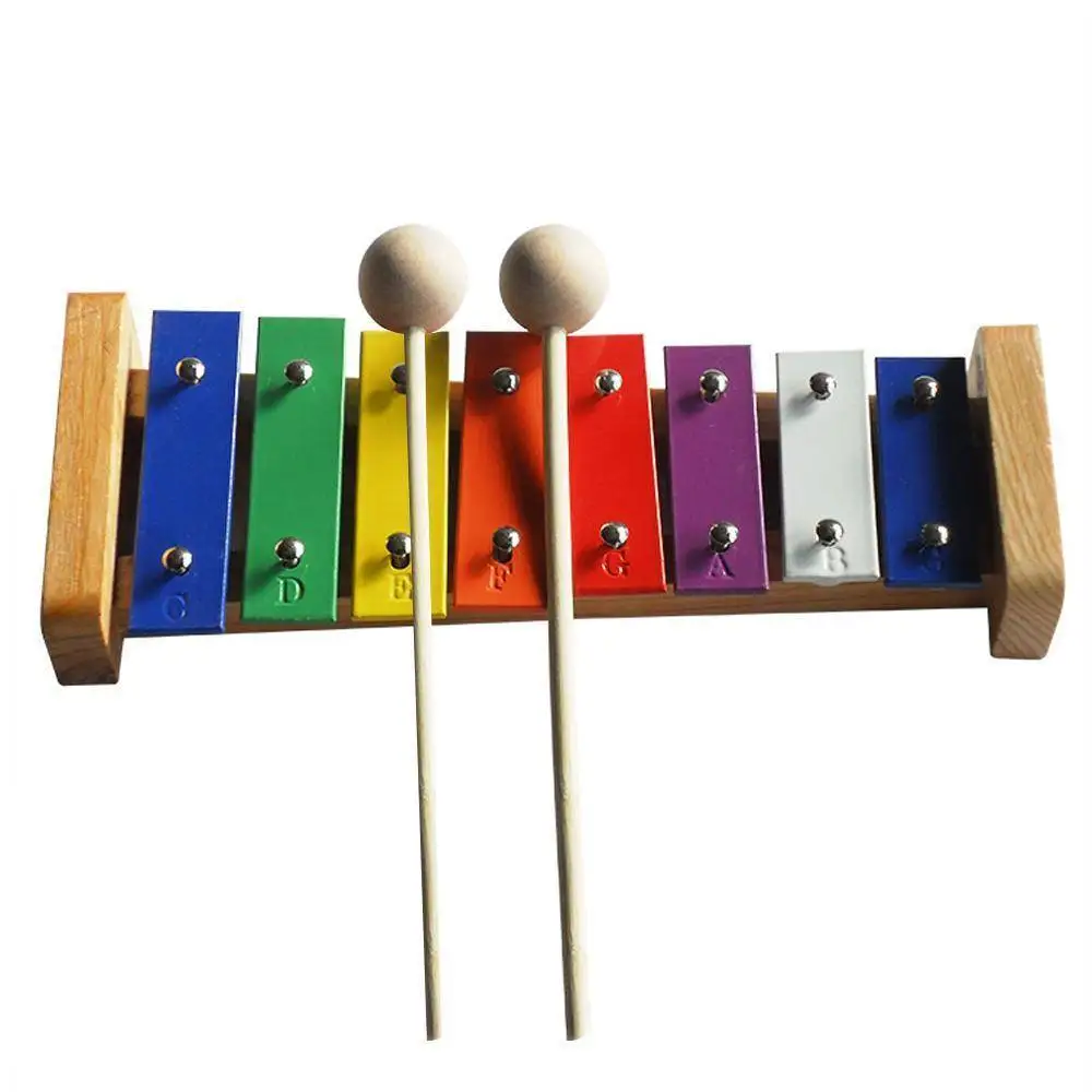 

Multi-Colored 8 Keys Xylophone 2 Wooden Mallets For Children Kids Toy Educational Music