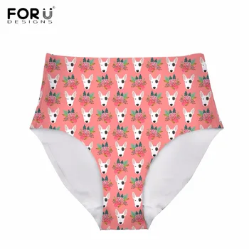 

FORUDESIGNS Stylish Pink Bull Terrier Puppy Print Women High Waist Panties Bodybuilding Woman's Summer Underwear Seamless Briefs