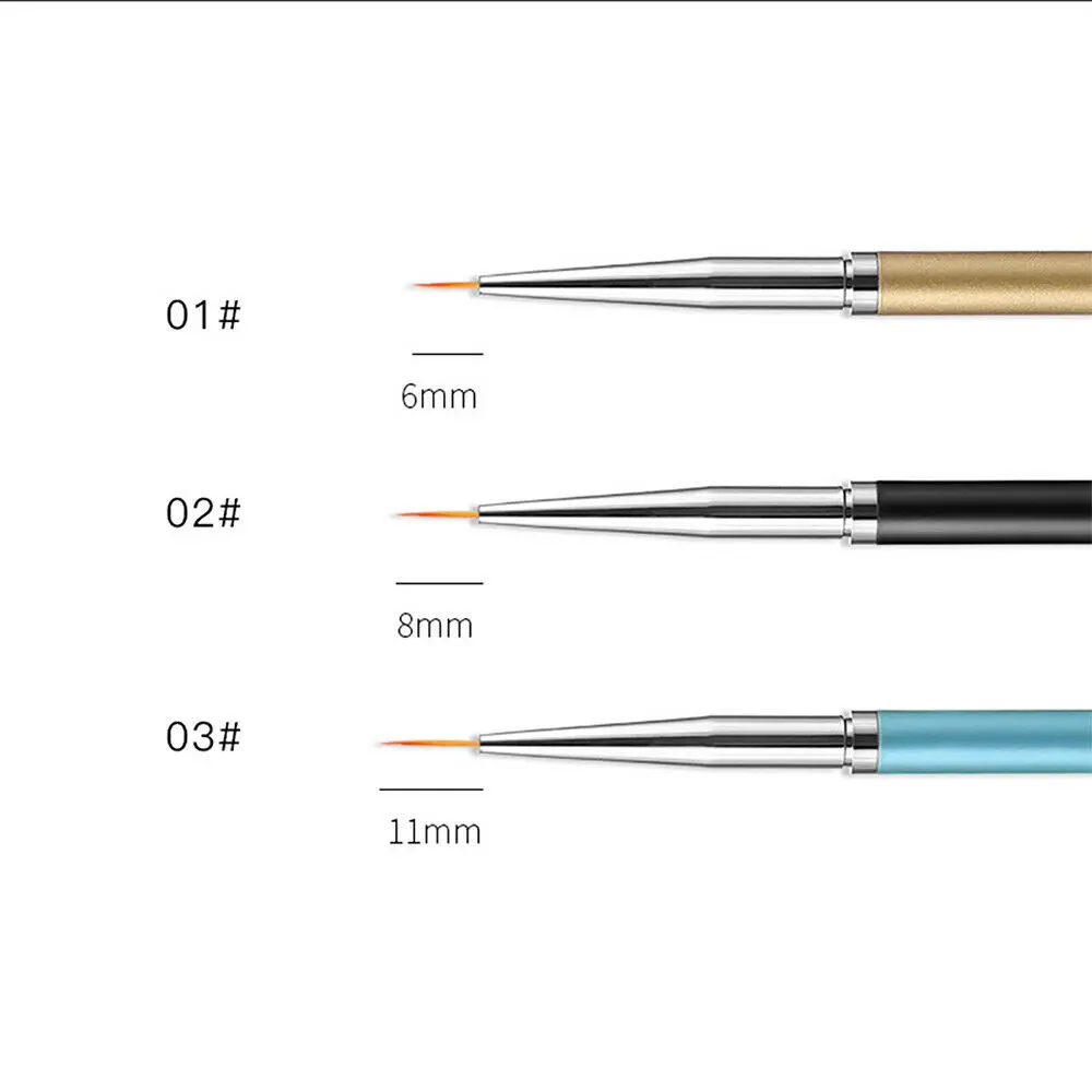 Высокое качество 3 шт./компл. Кисть для ногтей ручка сплава импорт нейлон волосы ногти искусство лайнера УФ-гель Живопись Рисунок Ручка инструмент