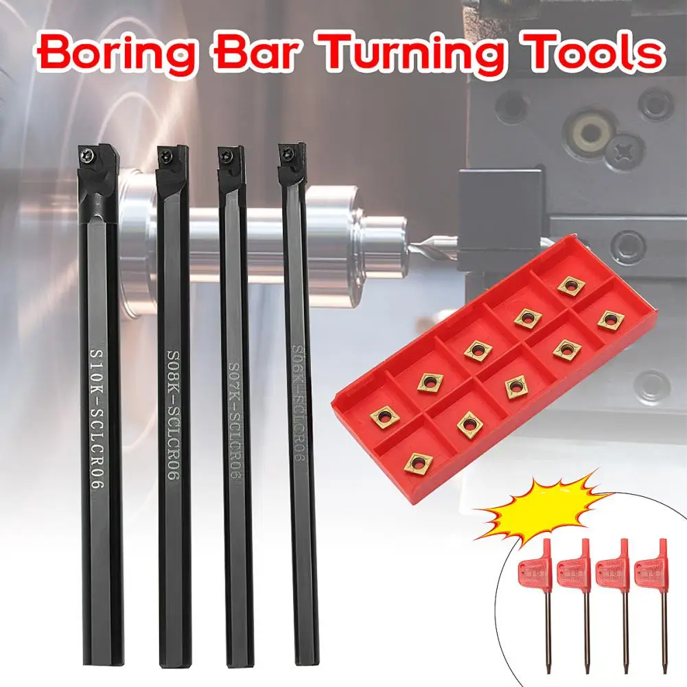 S08K-SCLCR06 Lathe Boring Bar Turning Holder With 10pcs CCMT060204-HM Inserts