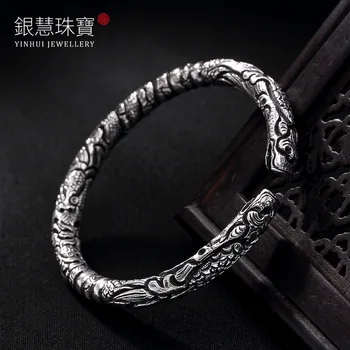 

S999 Fine Silver Nine Door Leading Sterling Silver With Strong Personality Open Hot Style Bracelet Wholesale