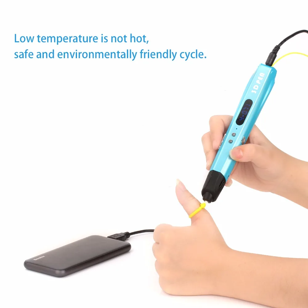 

New low temperature Children doodle toy 3D pen with 15 bags of PCL filament and LCD control temperature safe for children use