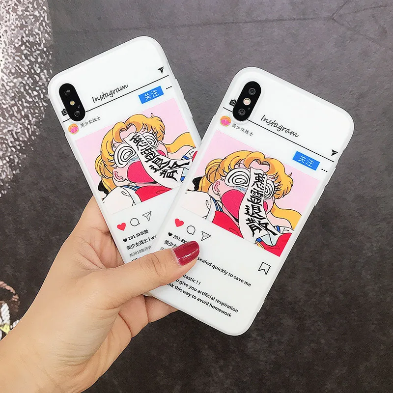 Японский чехол с рисунком Сейлор Мун для iPhone Xs Max XR X 8 7 S 6 Plus чехлы рисунками