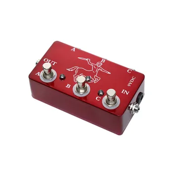 Pedales de bucle de efectos de 3 canales, Color rojo, Pedal de efecto Looper de caja de aluminio para piezas de guitarra eléctrica