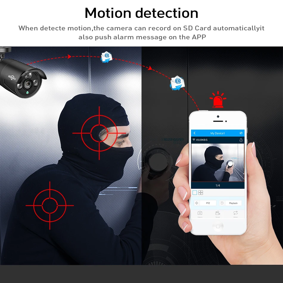 Hiseeu 1080P HD уличная система камер домашней безопасности 4CH CCTV видео Наблюдение Беспроводной NVR комплект 960P Wifi камера безопасности комплект