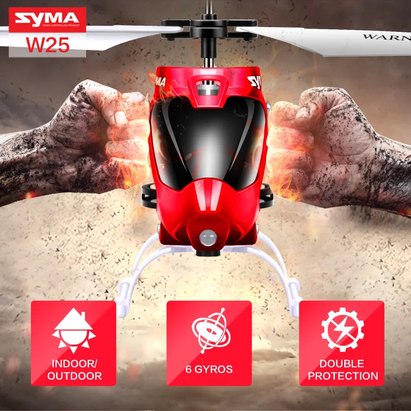 

Syma W25 Shatter Resistant Mini RC Toy for Kids Remote Control Helicopter with Flashing LED Search Light SYMA Original