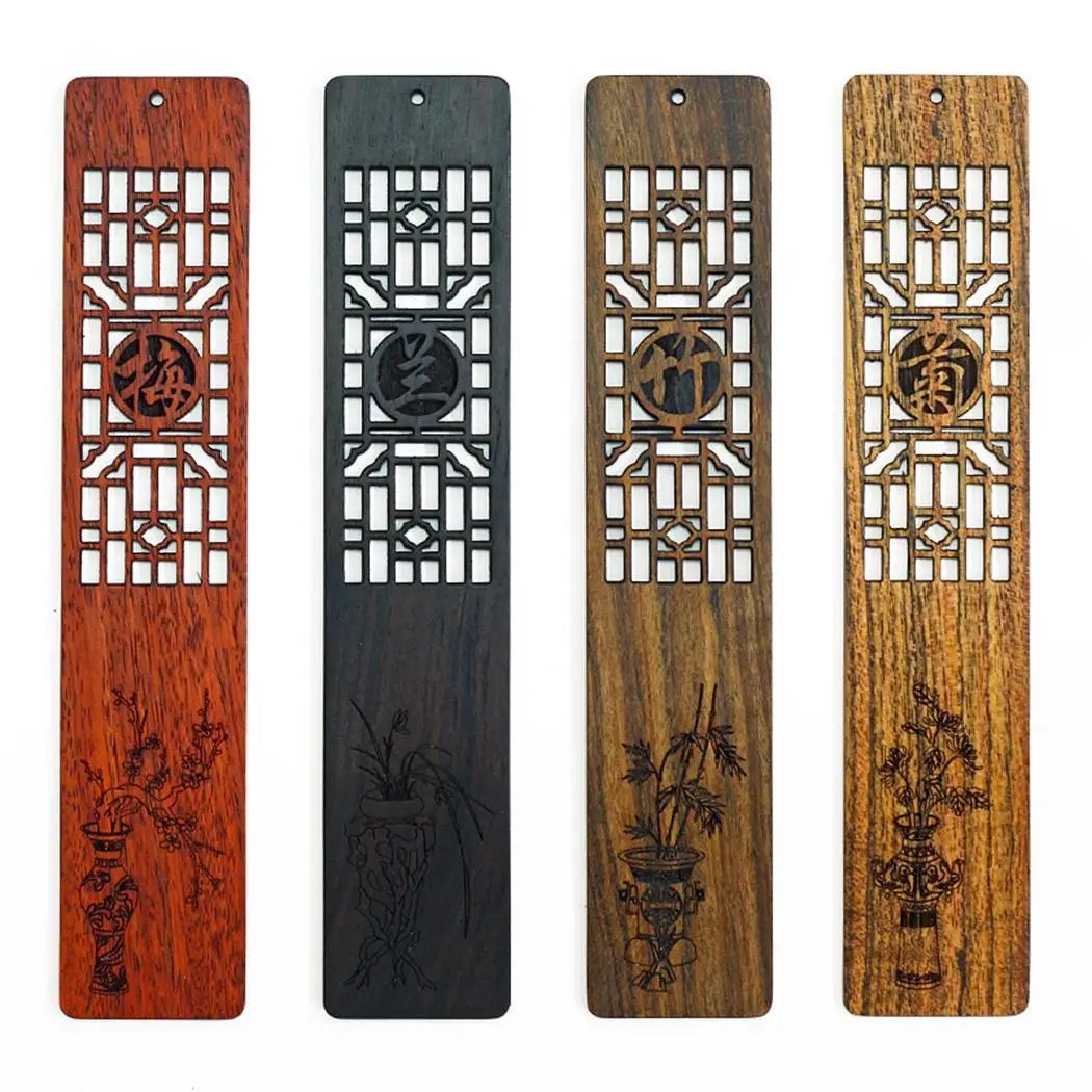 

Creative Chinese Style Wooden Bookmarks Painting Cards Set of (4Pcs) Beautiful Bookmark 1, 2 material. Gifts