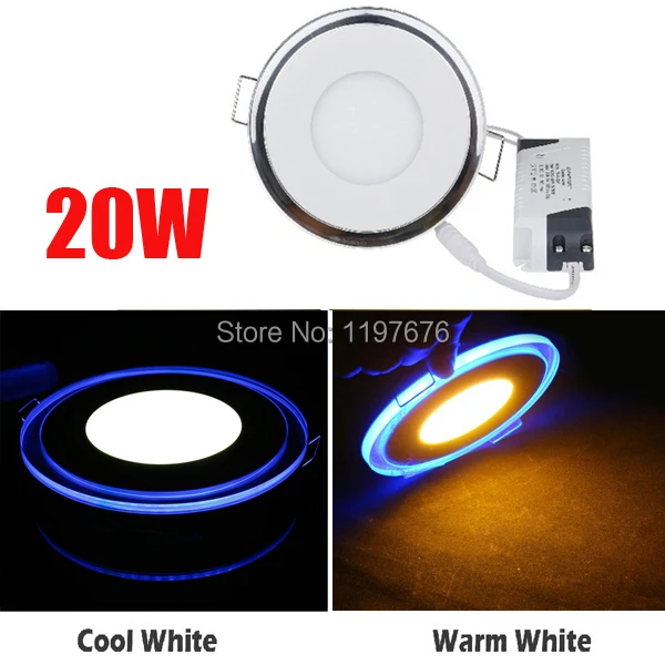

3D Effect 20W 15W 10W Acrylic Round LED Panel Light Warm Cool White Acrylic LED Downlight Blue Border Ceiling Lamp Foyer Kitchen