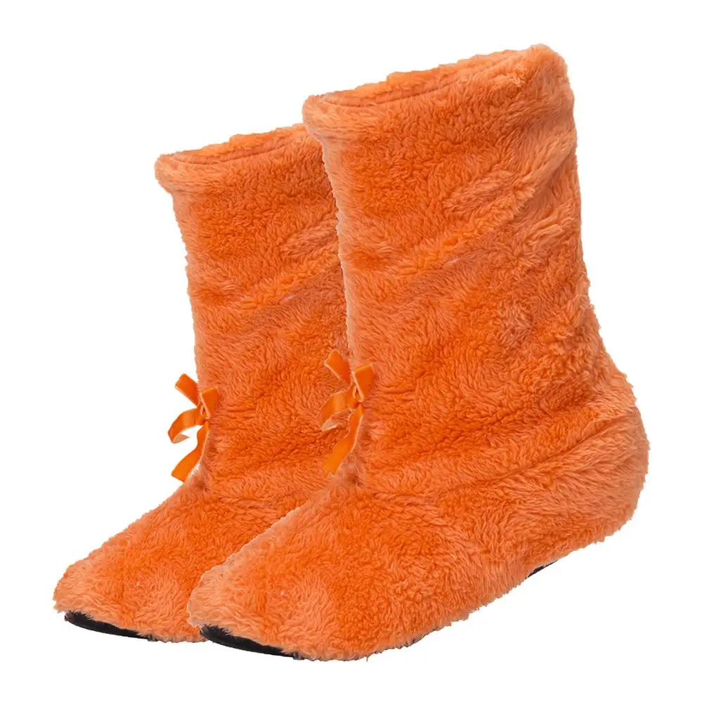 FRALOSHA/короткие ботинки теплые домашние ботинки из толстого плюша домашняя обувь женская обувь с хлопчатобумажными стельками домашняя обувь на нескользящей мягкой подошве - Цвет: orange