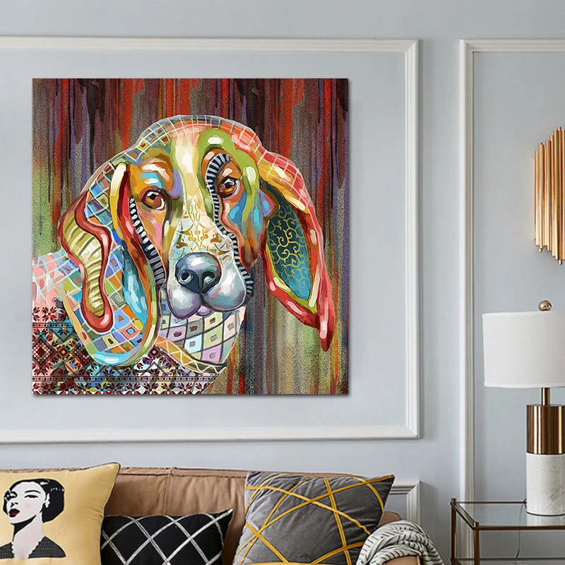 Скандинавский плакат с животным принтом hond Paiting op холст Современная Настенная