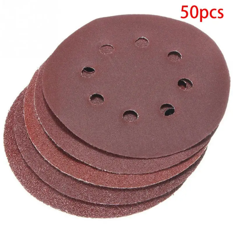 

50PCS 125mm Sanding Disc 8 Hole 40 60 80 120 240 Grit Orbital Paper Punch Sheet for polished