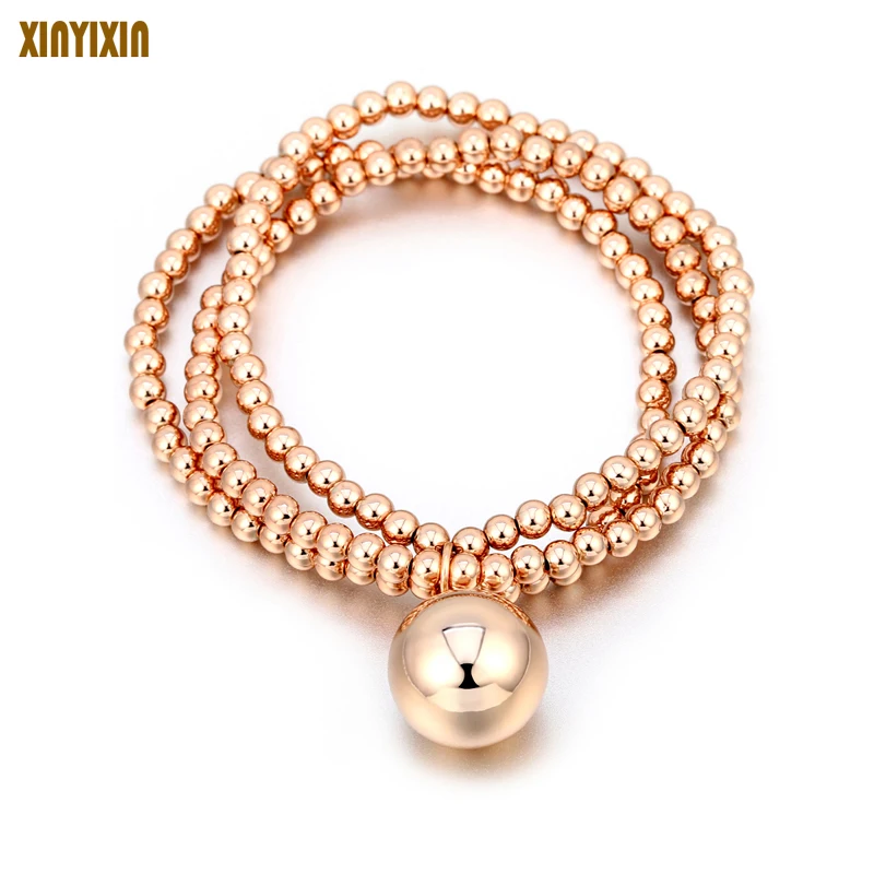

Charm Round Bell Beads Chains Bracelet For Women Bohemia Elegant Gold Bracelet Bangle Elastic Fashion Jewelry Girl Party Gifts