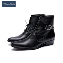 Christia Bella модные ботинки Для мужчин ручной работы байкерские ботинки с пряжкой ботильоны из натуральной кожи Для мужчин сапоги мужские брендовые безопасная обувь