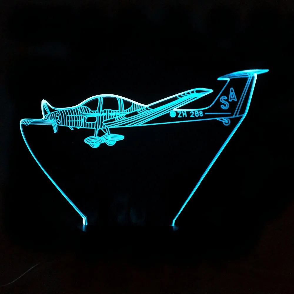 

7 Colors Changing Sleeping Lighting Decor 3D Led Helicopter Modelling Table Lamp Usb Touch Button Airplane Night Light Led Gifts