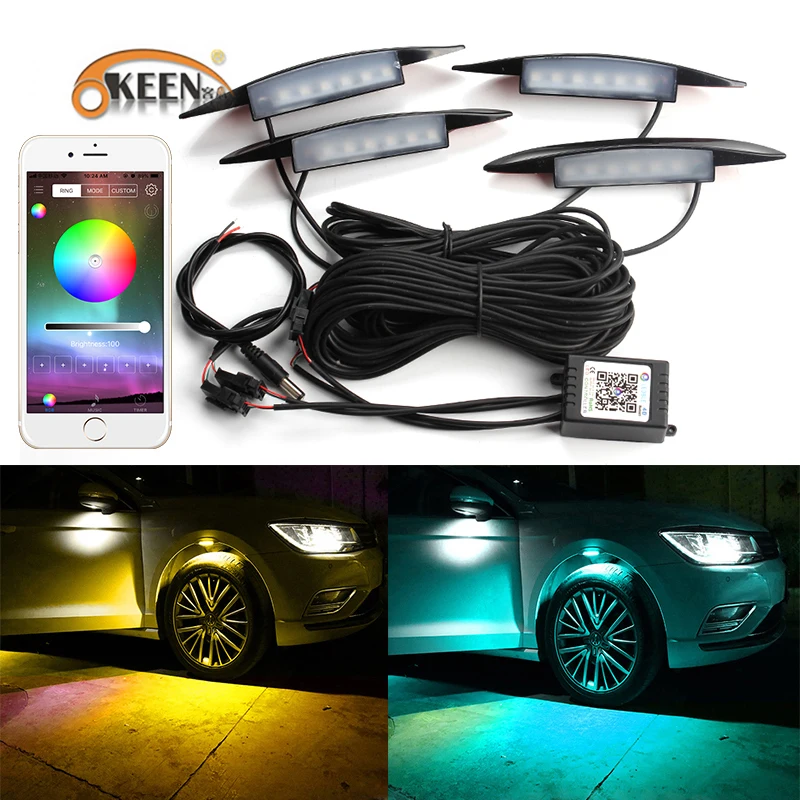 OKEEN APP управление автомобиля RGB Светодиодное колесо для бровей неоновые огни