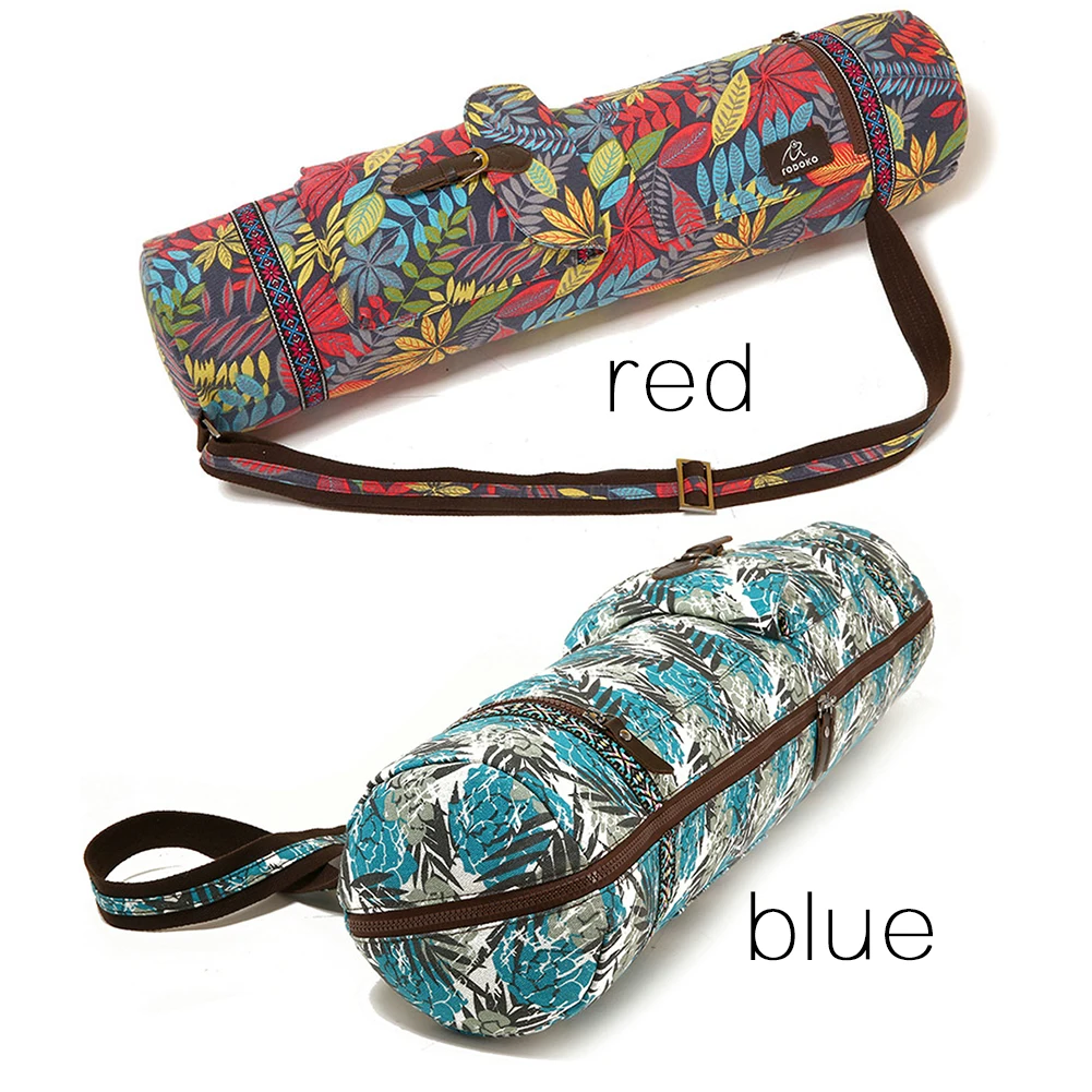 Casual Exercise Fitness Carrier Waterproof Practical Portable Case Yoga Mat Bag Shoulder Gym Leaves Print Adjustable Strap