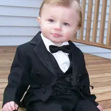 Новое поступление, черный Фрак, детский смокинг из Германии, деловые костюмы для начальной школы, костюмы для выпускного вечера для мальчиков(куртка+ штаны+ жилет+ галстук) K: 697