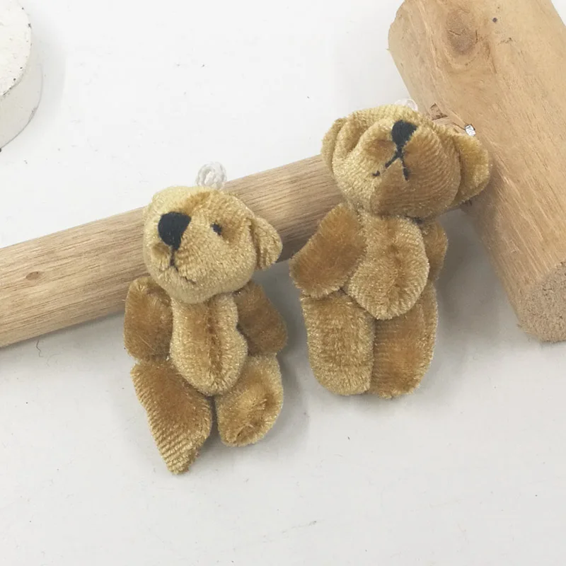 

4.5cm Plush Gold velvet Teddy Bear Pendants Mini bear Key chain/jewellery accessory gift Soft Baby shower Dolls