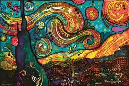 

STARRY NIGHT - DEAN RUSSO ART SILK POSTER Decorative Wall painting 24x36inch