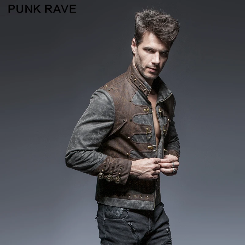 PUNK RAVE Punk Mens Short Jacket Coat Stand-up Collar Sipper Leather Novelty Men's Jacket Hip Hop Streetwear Persinality Jacket PUNK RAVE Punk Mens Short Jacket Coat Stand-up Collar Sipper Leather Novelty Men's Jacket Hip Hop Streetwear Persinality Jacket