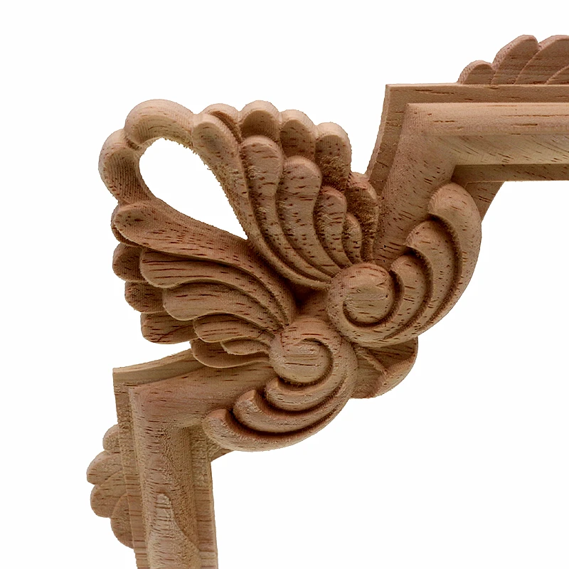 VZLX декоративные деревянные аппликации Неокрашенный дубовый резной волнистый цветок Onlay наклейка угловая аппликация для домашней мебели декор дверей ремесла