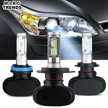

MIXCTRENDS S1 Car Headlight H7 H4 Led 9005/HB3 9006/HB4 H13 6500K CSP Chips 50W Auto LED Headlight Bulbs Fan-less H11 Fog Lamps