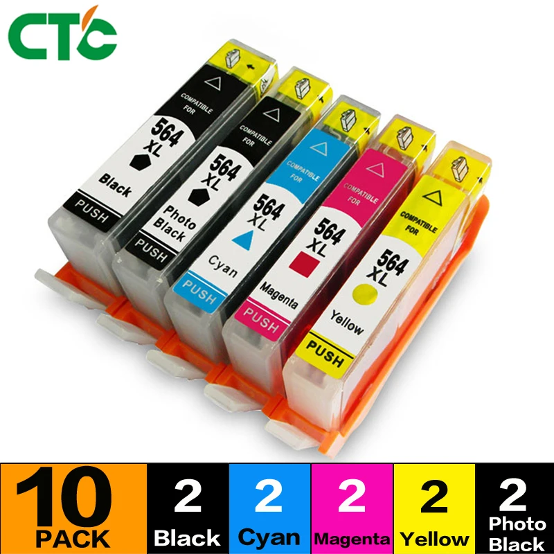 10X Compatibl для 564 с чипом переработанного чернильного картриджа 3070A 3520 B210a B209a 5510 5511 5512
