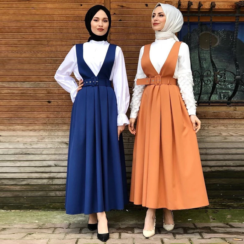 Vestido кафтан абайя Турция мусульманское модное платье на бретельках абаи для