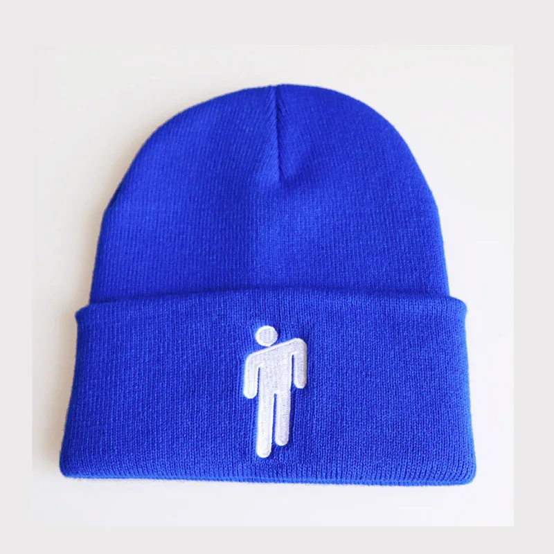 Billie Eilish Beanie 11 цветов вязаное, тёплое, зимнее, однотонное, хип-хоп трикотажный свитер шляпа капот костюм капитана аксессуар подарки - Цвет: Sapphire