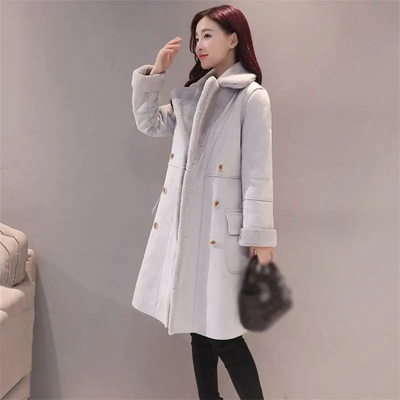 New 2018 Winter Women Lambswool Suede Coats Jacket Thicken Coat Female Casual Warm Long Sleeve Parka Jacket Long Overcoat Q123