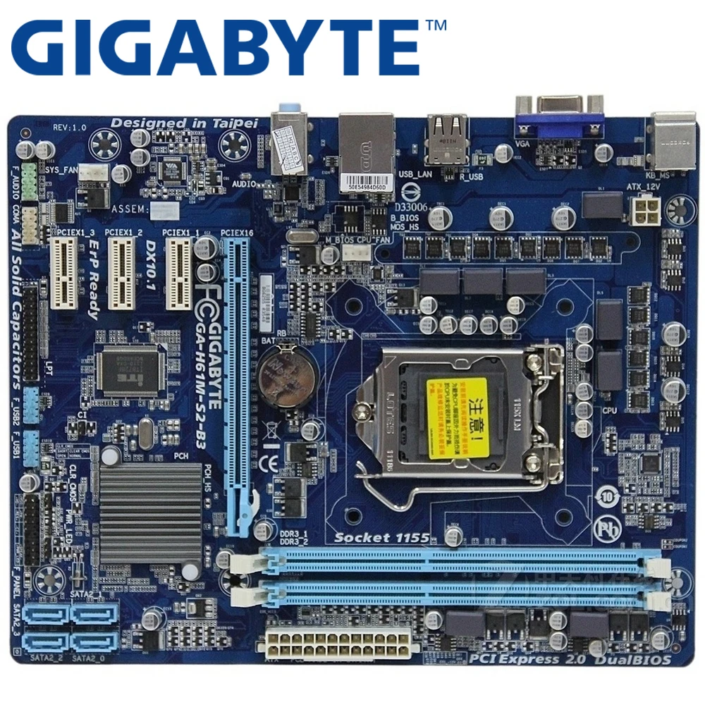 GIGABYTE GA-H61M-S2-B3 настольная материнская плата H61 Socket LGA 1155 i3 i5 i7 DDR3 16G uATX оригинальная H61M-S2-B3 б/у материнская плата в продаже