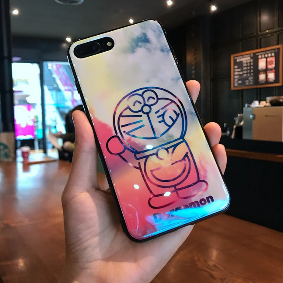 Мультяшные Doraemon чехол для iPhone 6 6 S 6 plus 7 8 8 plus X глянцевые Чехлы Blue Ray для iphone 8 plus 7 plus Мягкий чехол из ТПУ милый