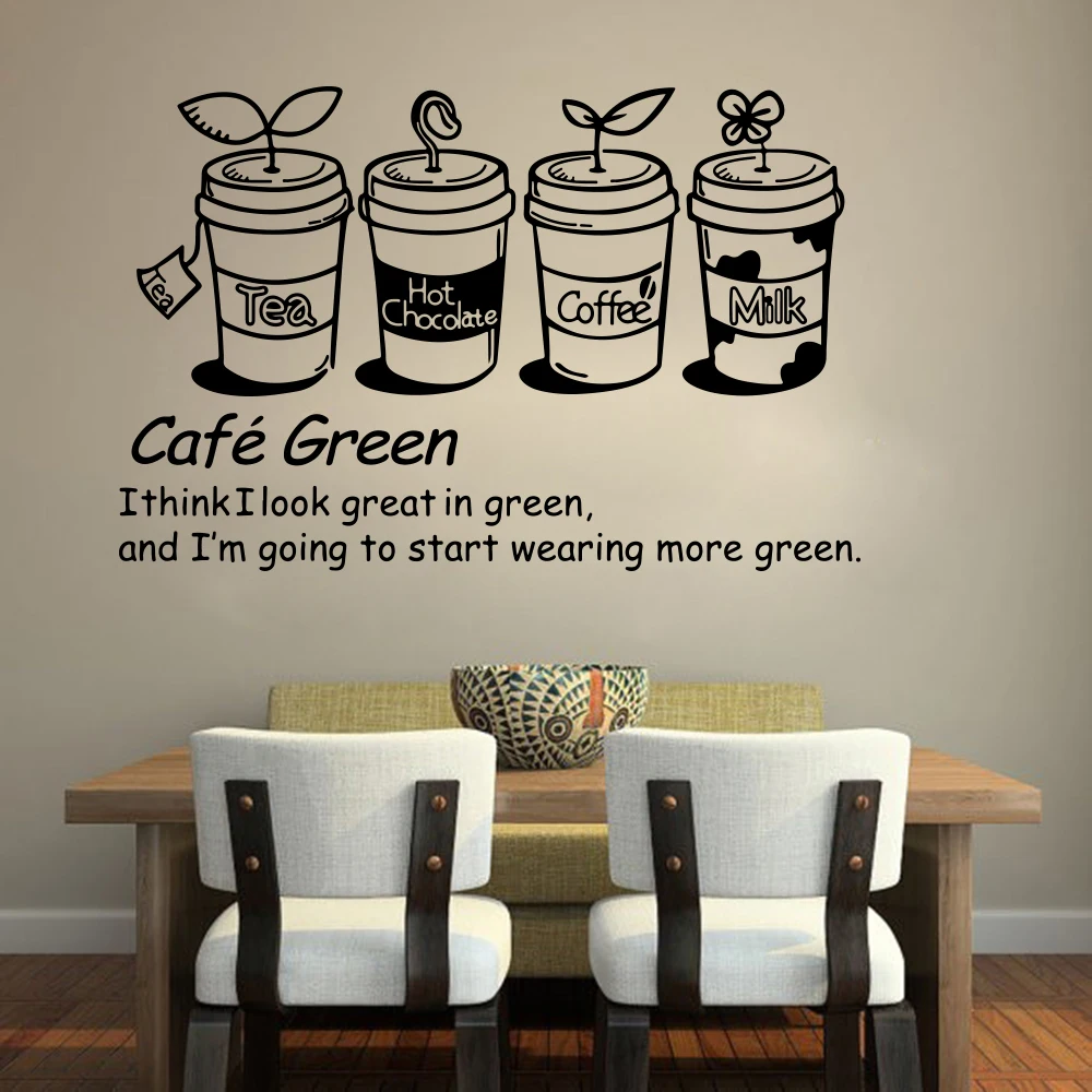 Cake Coffee Cafe Tea Shop Window Wall Sticker Kitchen Dinning Room Coffee Glass Cafe Decal Vinyl Shop Decor (3)