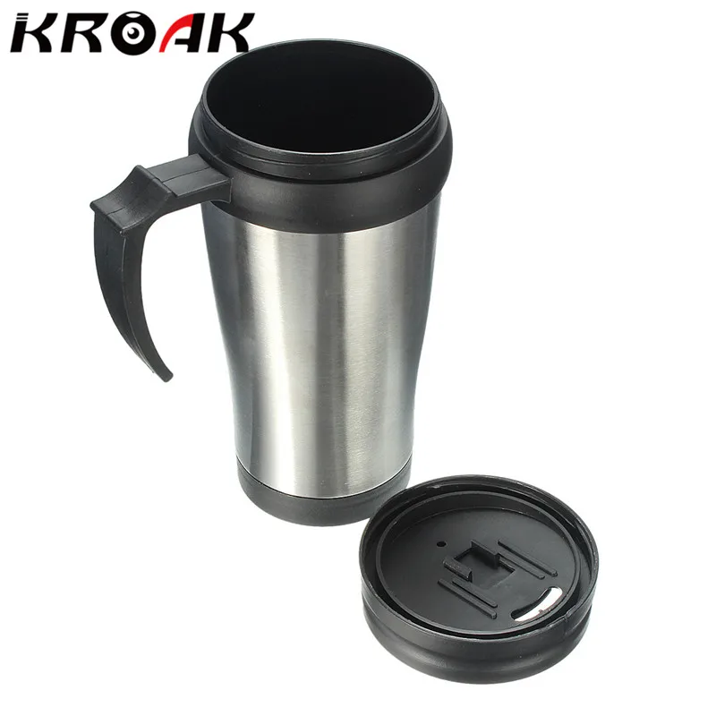 

KROAK Portable Stainless Steel ABS Mug Water Bottle Travel Car Home Coffee Tumbler Tea Cup 500ML