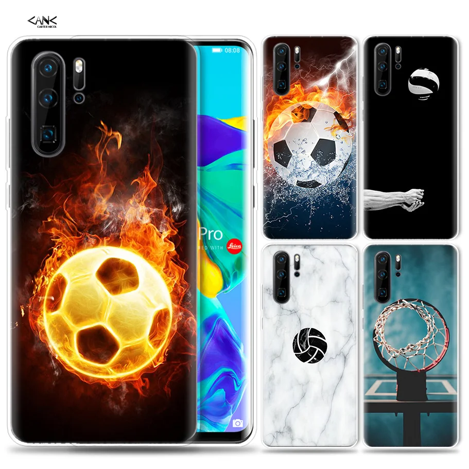 

Case for Huawei P30 P20 P10 P9 Mate 10 20 Lite Pro Mobile Cell Phone Bag P Smart Z 2019 Plus Basketball Football Soccer Volleyba