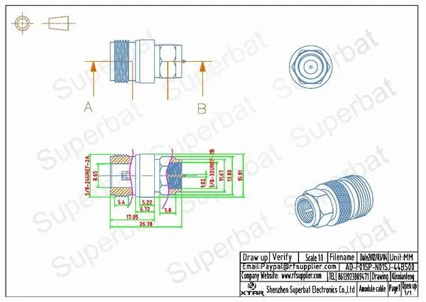 Superbat 5 pcs N-F Adapter N Female Jack to F Male Plug straight Coaxial Connector