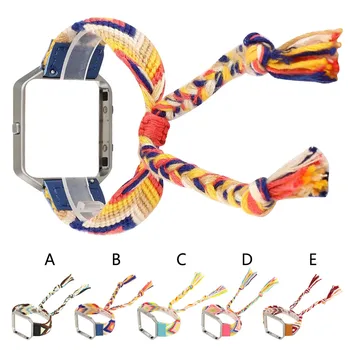 

Smartwatch Smart Watch Bands Straps Ethnic style Canvas Weave Watch Band Wrist Strap with Frame For Fitbit Blaze Watches