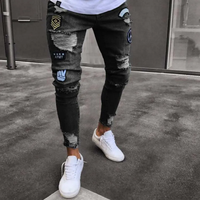 

S-3XL Men's New Hole Embroidery Jeans Men Casual Thin Section Slim Jean Man Summer Tight Trousers