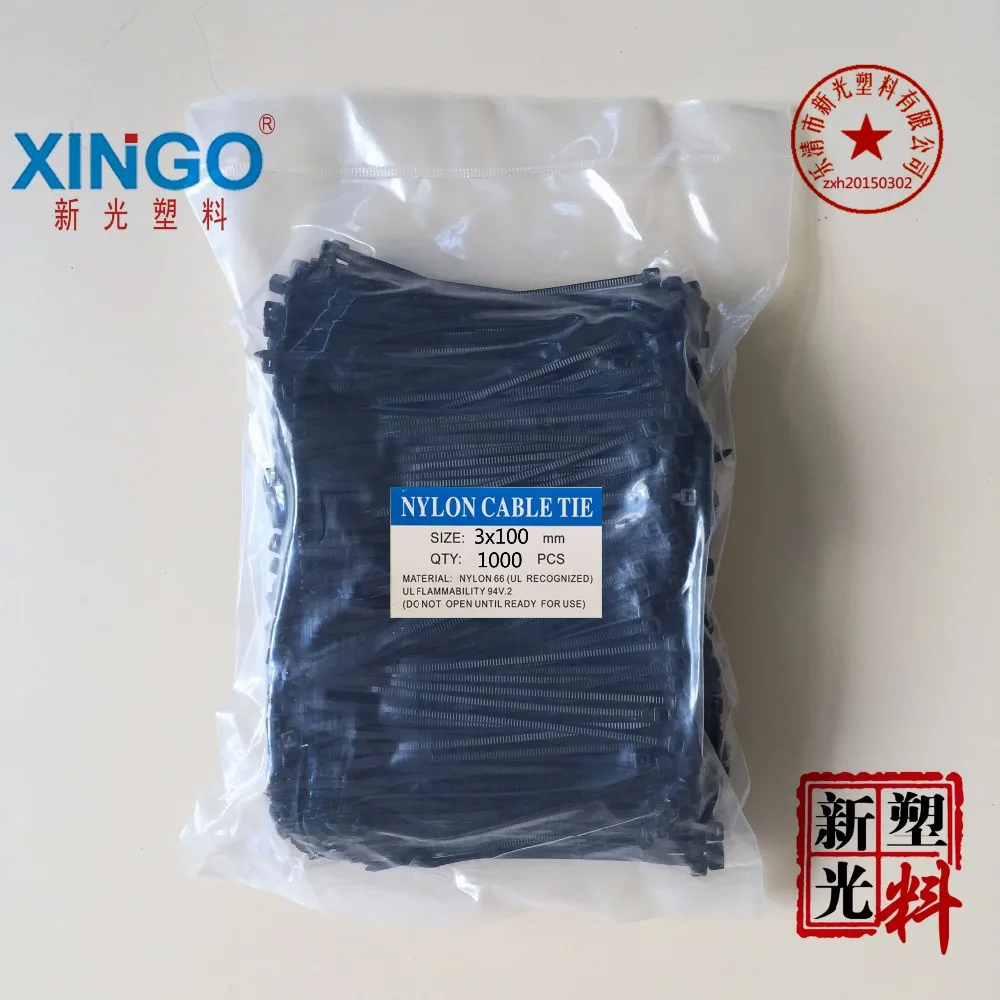 

1000Pcs/pack 3*100mm High Quality width 2.5mm Black Color (National Standard) Self-locking Plastic Nylon Cable Ties,Wire Zip Tie