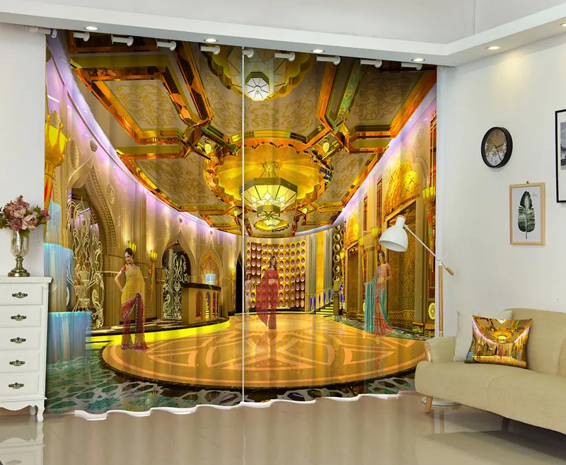 

3D Curtains Style of India's Magnificent Hall Sunshade Curtains Polyester Curtian Living Room Bedroom