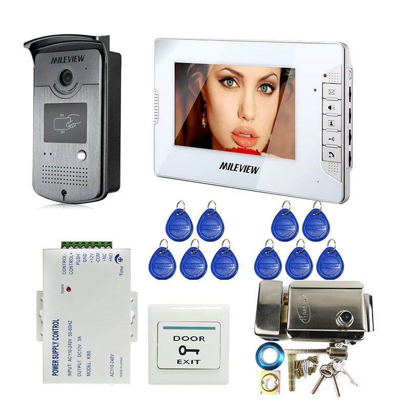 Проводной " цветной монитор видео телефон домофон открытый RFID дверной Звонок камера+ Электрический механический замок