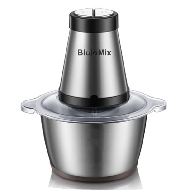 

Biolomix 2 Speeds 500W Stainless Steel 2L Capacity Electric Chopper Meat Grinder Mincer Food Processor Slicer Eu Plug