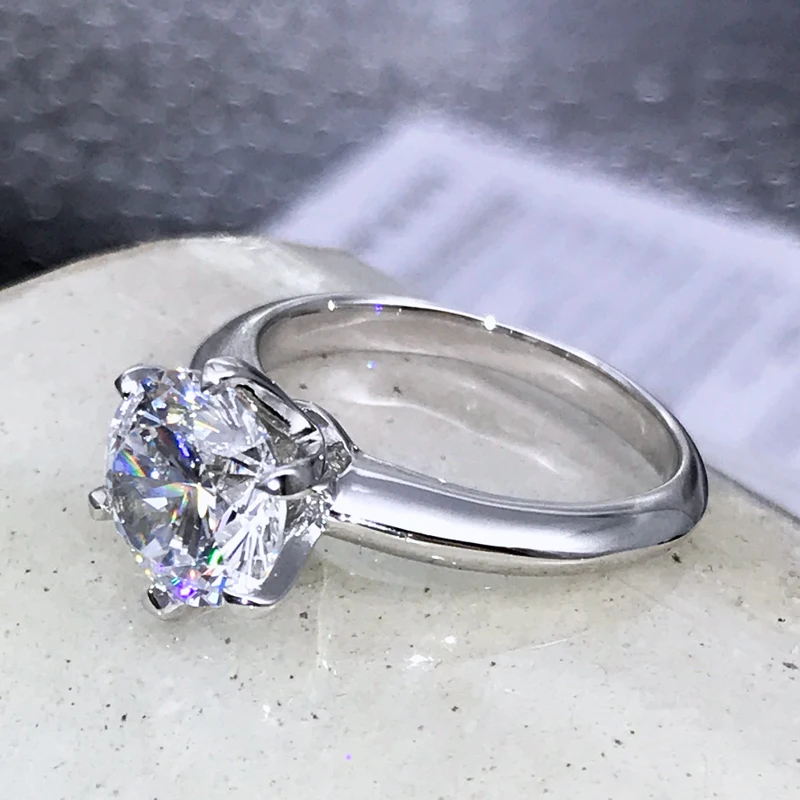 Пасьянс палец кольцо 1.5ct AAAAA Sona Cz Настоящее серебро 925 пробы обручальное кольцо кольца для женщин Свадебные украшения