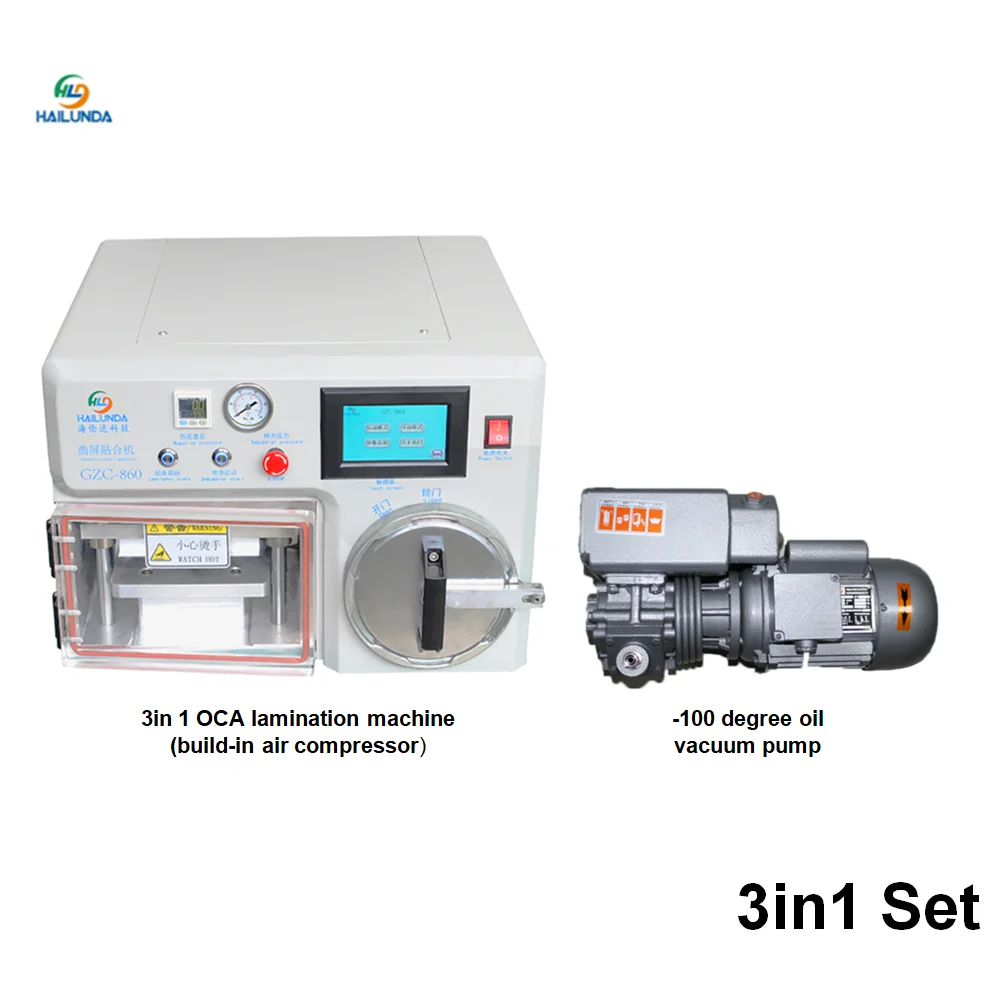 

For Samsung Edge 3in1 OCA Vacuum Lamination Machine with Build in Air Compressor Set for LCD OLED Curved Screen Repalace