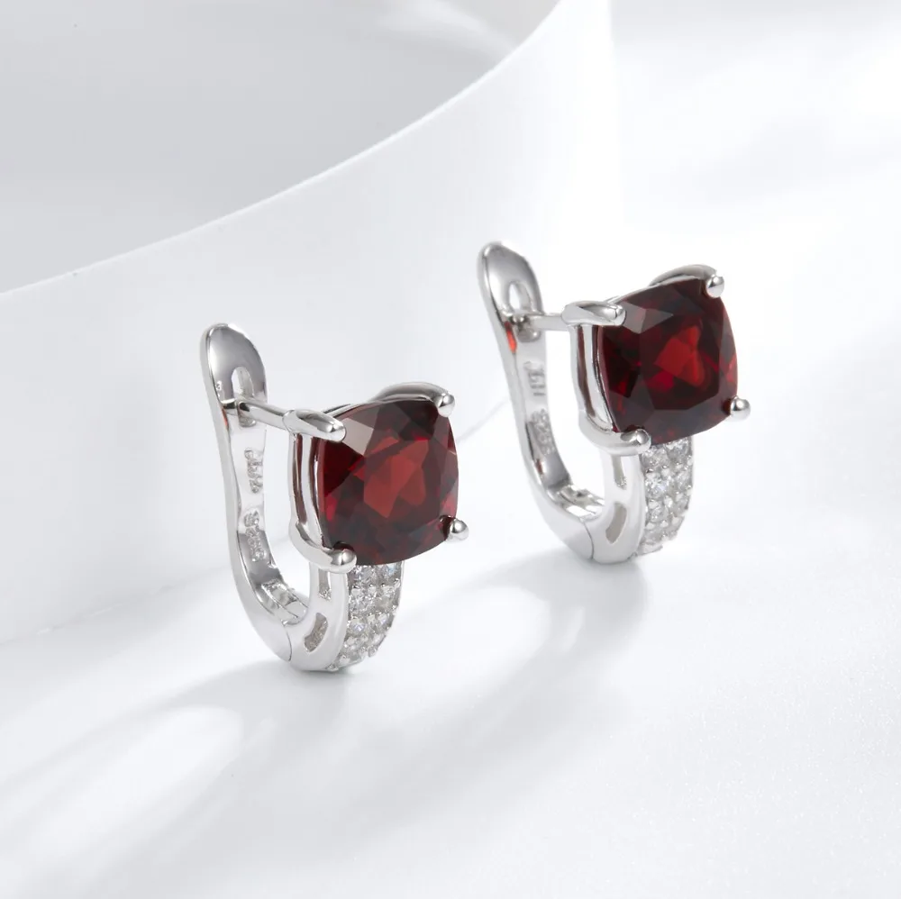 Серьги клипсы Hutang из серебра 925 пробы с натуральным гранатом|Серьги-клипсы| |