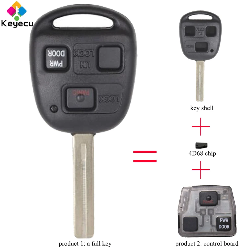 Günstig KEYECU Ersatz Remote Key Mit 3 Tasten 4D68 Chip 314,4 MHz Control Board FOB für Lexus RX330 RX350 RX400h RX450h HYQ12BBT