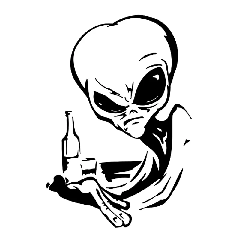 

12.1cm*17.6cm Alien Ufo Car Sticker Motocycle Vinyl Decal Black/Silver S3-5766