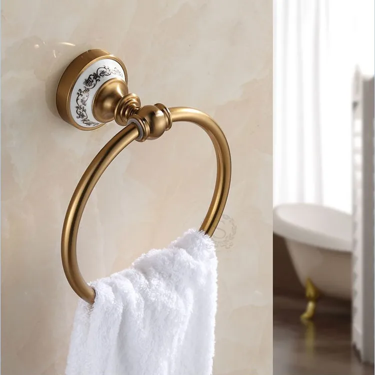 

Bathroom Towel Holder Wall Mounted Bathroom Towel Ring Antique Towel Hanger Ring Holder Bath Furniture