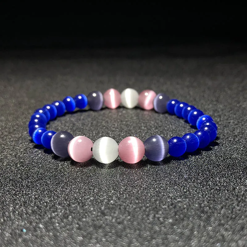 

Beads For Bracelets Jewelry Cat Eye Four Mix Colors Beads Round Crystal Bracelet Natural Stone Opal Elastic Cord Women Bracelet