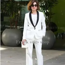 Новые поступления Мода Белых женщин Смокинги Slim Fit костюмы для женщин Шаль Нагрудные One button женщины костюмы
